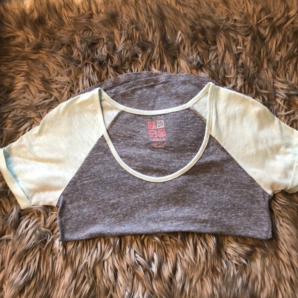 Soft grey & green baseball tee